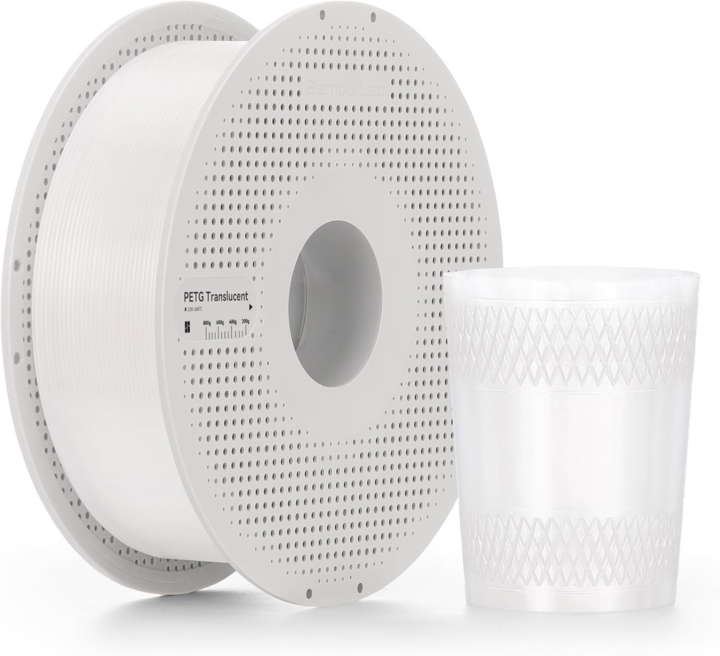 BAMBU LAB PETG Translucent Filament With Spool 1kg Clear