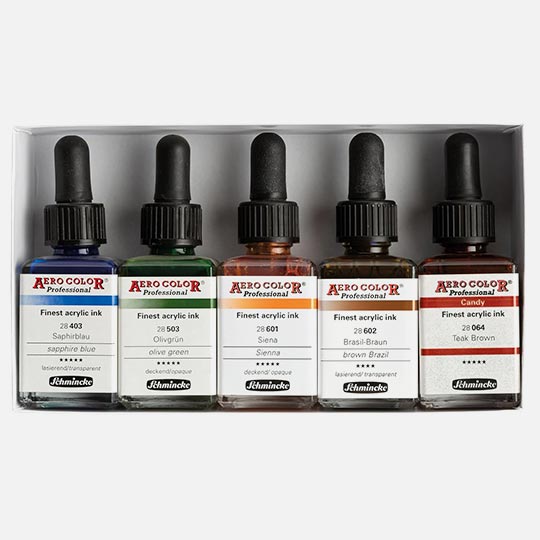 SCHMINCKE Aero Color Acrylic Ink 28ml Set x 5 By Melina Wuggonig
