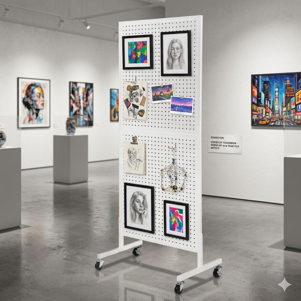 OVJ Metal Pegboard 40cm x 100cm x 180cm White