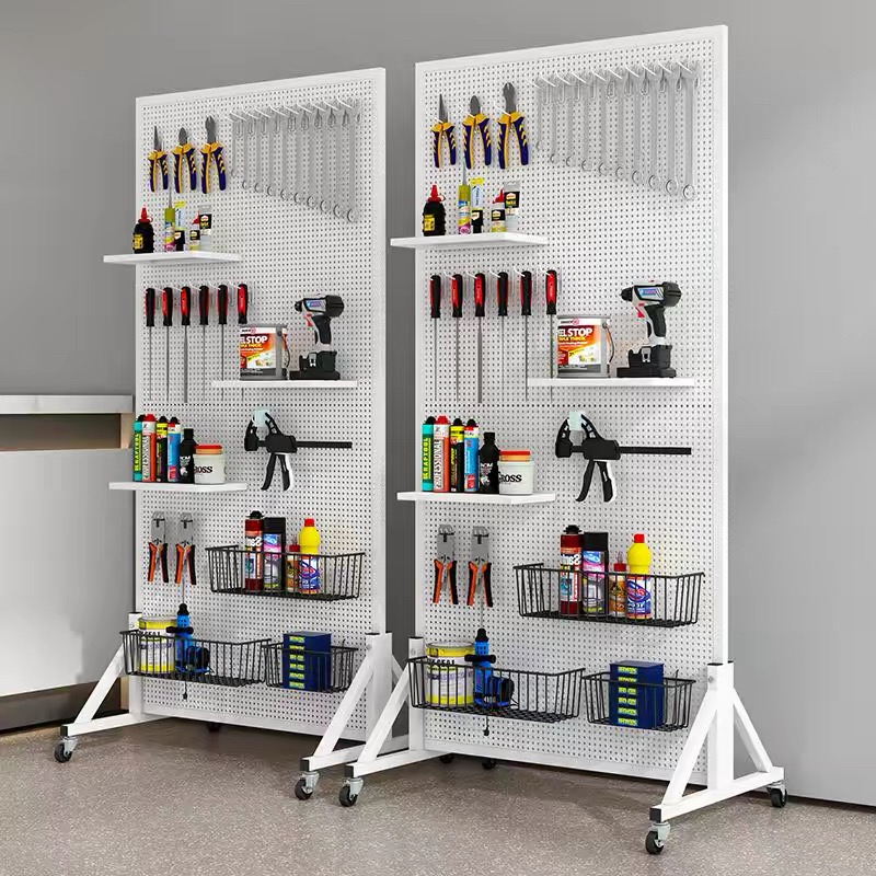 OVJ Metal Pegboard 40cm x 100cm x 180cm White