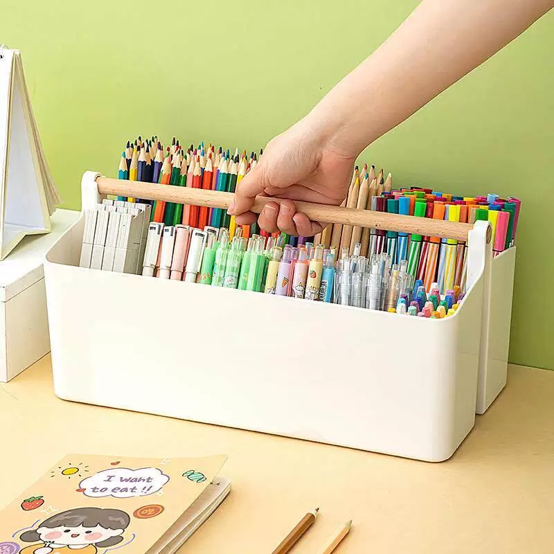OVJ Plastic Organiser With Wooden Handle 33cm