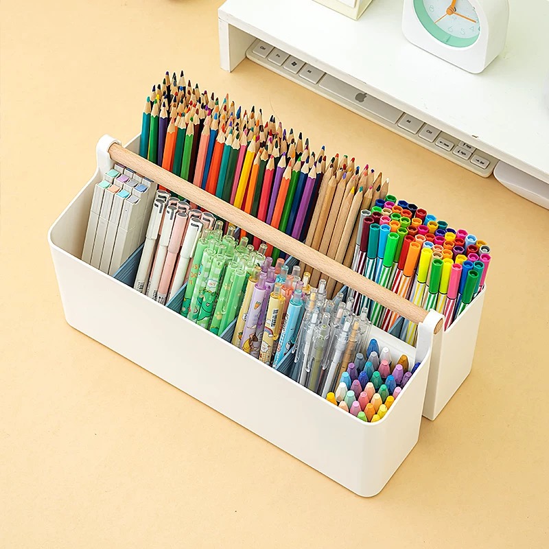 OVJ Plastic Organiser With Wooden Handle 33cm