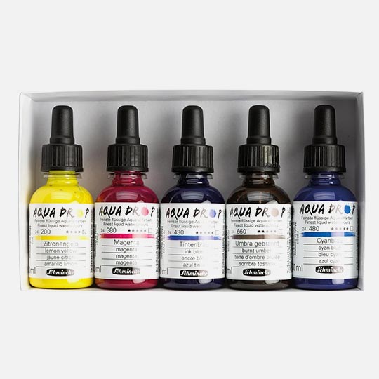 SCHMINCKE Aqua Drop Watercolor Ink 30ml Set x 5 By Marissa Oosterlee