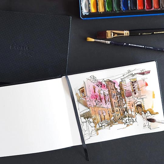 RHODIA Touch 100% Cotton Watercolor Paper Book 300gsm Cold Press Portrait A6 x 20