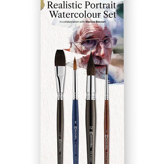 ESCODA Realistic Portrait Watercolor Brush Set x 4 By Marcos Beccari