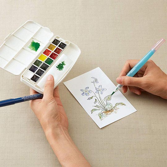 KURETAKE Gansai Tambi Japanese Watercolor Sketching Set x 12