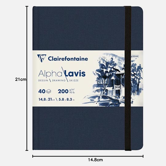 CLAIREFONTAINE Alpha Lavis Ink Drawing Smooth Drawing Paper Book 200gsm A5 x 40