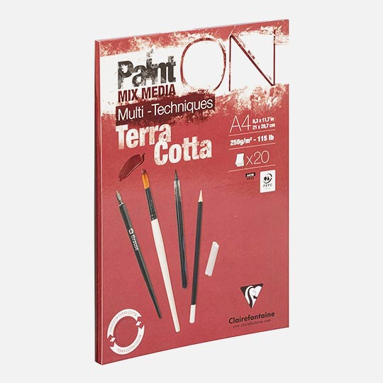 CLAIREFONTAINE Paint On Terracotta Mixed Media Paper Pad 250gsm A4 x 20