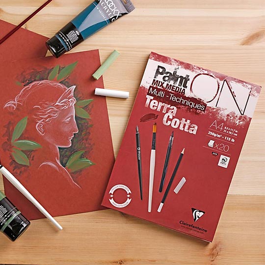 CLAIREFONTAINE Paint On Terracotta Mixed Media Paper Pad 250gsm A4 x 20