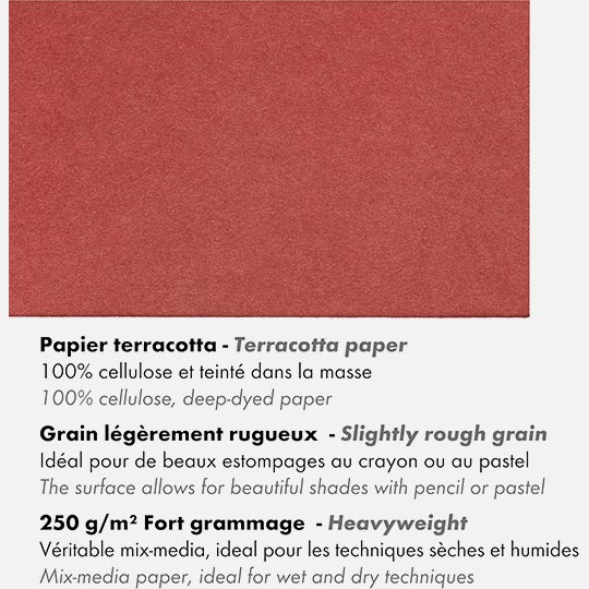 CLAIREFONTAINE Paint On Terracotta Mixed Media Paper Pad 250gsm A4 x 20