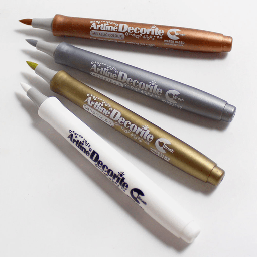 ARTLINE Decorite Brush Marker Metallic Set A x 4