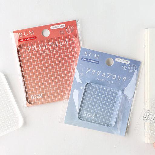 BGM Acrylic Grid Stamp Block Clear Large