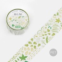 BGM Clear Tape 30mm Green Leaves