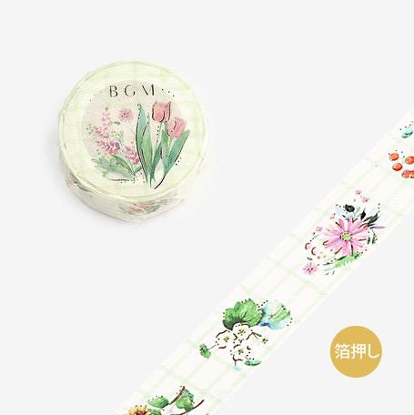 BGM Foil Washi Tape 15mm Checkered Flower