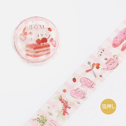 BGM Foil Washi Tape 20mm Tea Time Strawberry