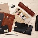 CLAIREFONTAINE Flying Spirit Round Leather Pencil Case Beige