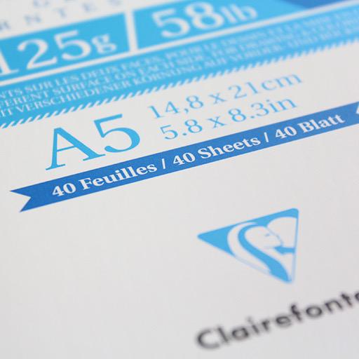 CLAIREFONTAINE Grain Drawing Paper Pad 125gsm A5 x 40