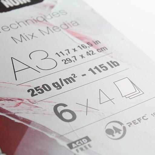 CLAIREFONTAINE Paint On Assorted Mix Media Paper Pad 250gsm A3 x 24