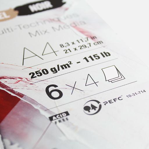 CLAIREFONTAINE Paint On Assorted Mix Media Paper Pad 250gsm A4 x 24