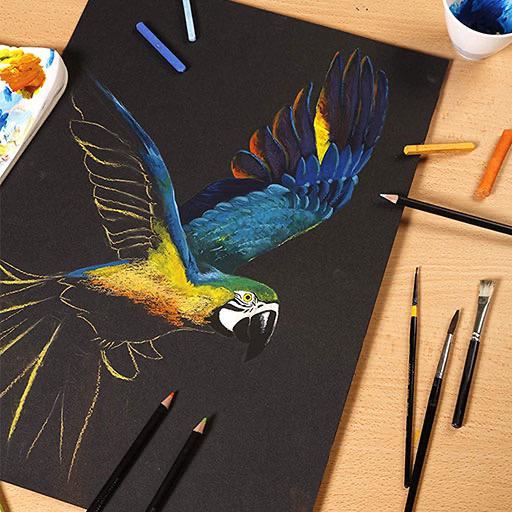 CLAIREFONTAINE Paint On Black Mix Media Paper Pad 250gsm A3 x 20