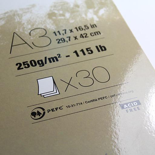 CLAIREFONTAINE Paint On Natural Mix Media Paper Pad 250gsm A3 x 30