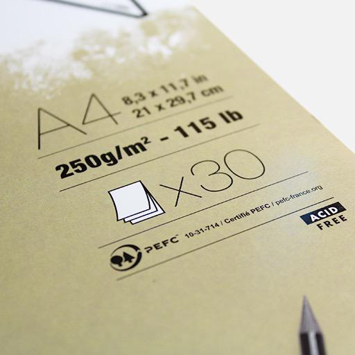 CLAIREFONTAINE Paint On Natural Mix Media Paper Pad 250gsm A4 x 30