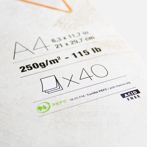 CLAIREFONTAINE Paint On White Mix Media Paper Pad 250gsm A4 x 40