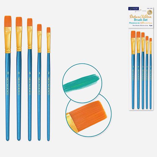 COLOR FACTORY Deluxe Taklon Flat Brush Set x 5
