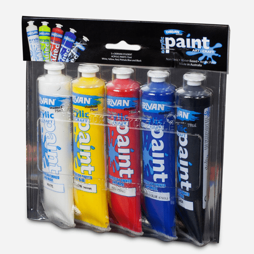 DERIVAN Student Acrylic Paint 75ml Starter Set x 5