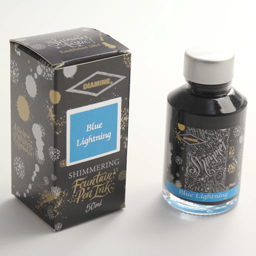 DIAMINE Shimmering Fountain Pen Ink 50ml Blue Lightning
