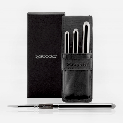 ESCODA Perla Travel Brush Leather Case Set x 3