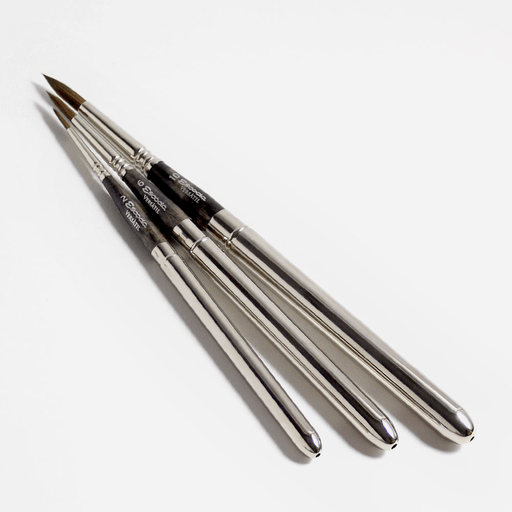 ESCODA Versatil Synthetic Kolinsky Travel Brush Leather Case Set x 3