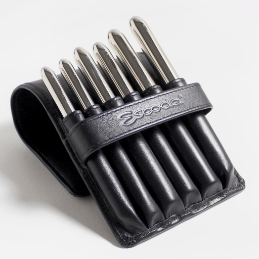 ESCODA Versatil Synthetic Kolinsky Travel Brush Leather Case Set x 6