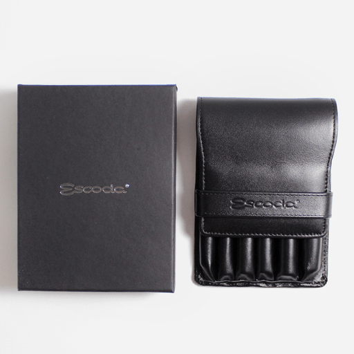 ESCODA Versatil Synthetic Kolinsky Travel Brush Leather Case Set x 6