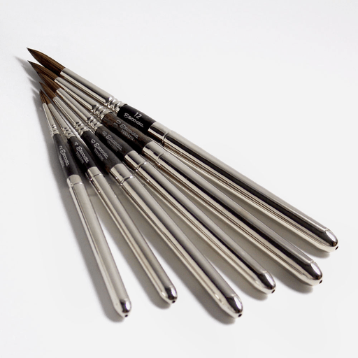 ESCODA Versatil Synthetic Kolinsky Travel Brush Leather Case Set x 6