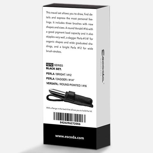 ESCODA Watercolor Synthetic Travel Brush Black Set x 3