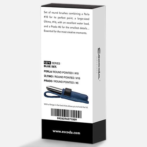 ESCODA Watercolor Synthetic Travel Brush Blue Set x 3