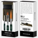 ESCODA Watercolor Synthetic Travel Brush Green Set x 3