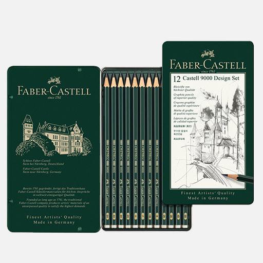 FABER-CASTELL Castell 9000 Graphite Pencil Design Set x 12 (5H-5B)