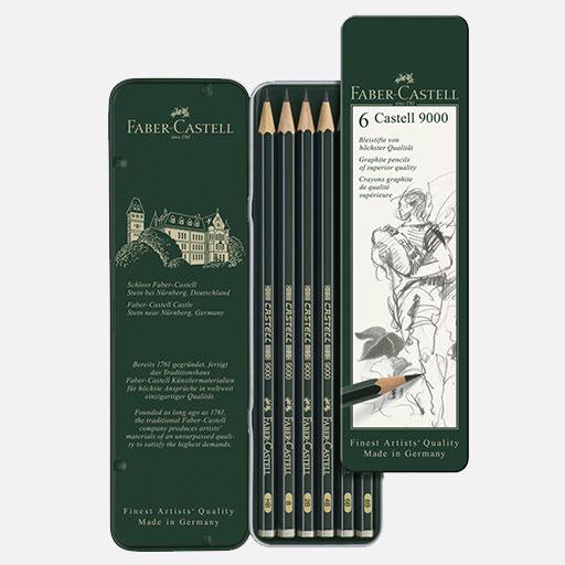 FABER-CASTELL Castell 9000 Graphite Pencil Set x 6 (HB-8B)