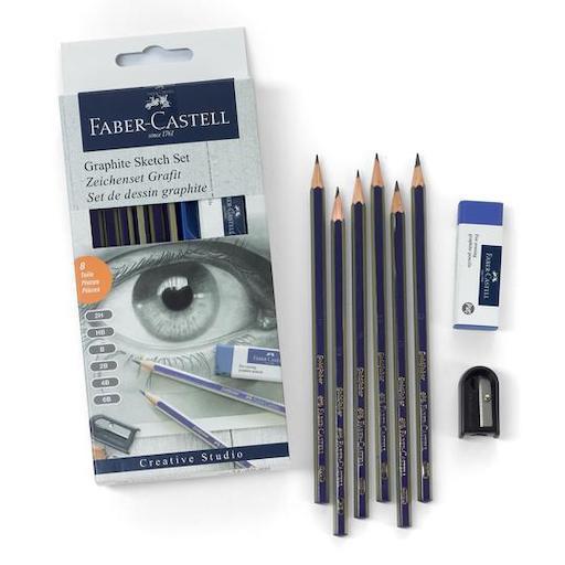 FABER-CASTELL Goldfaber Graphite Pencil Sketch Set x 8