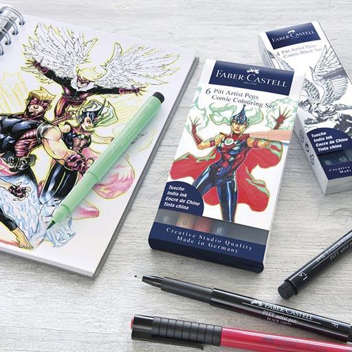 FABER-CASTELL Pitt Artist Pen Comic Coloring Set x 6