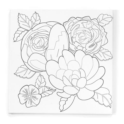 FABER-CASTELL Watercolor Paint By Number 12” x 12” Gallery Canvas Bold Floral