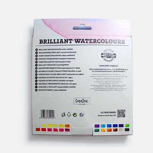 KOH-I-NOOR Brilliant Watercolor Pan 22.5mm Set x 24