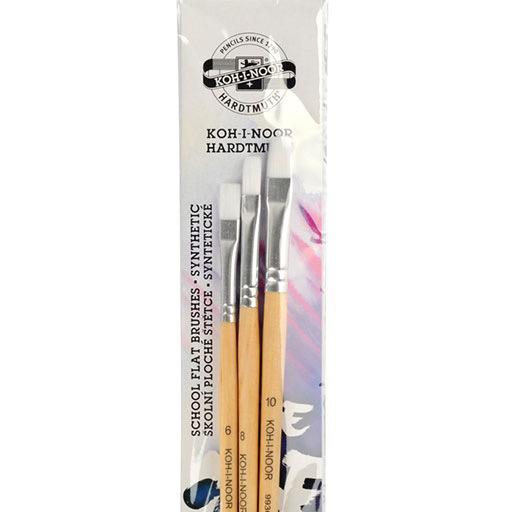 KOH-I-NOOR White Synthetic Flat Brush Set x 3