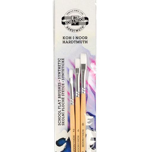 KOH-I-NOOR White Synthetic Flat Brush Set x 3