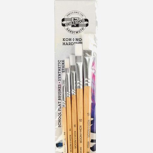 KOH-I-NOOR White Synthetic Flat Brush Set x 5