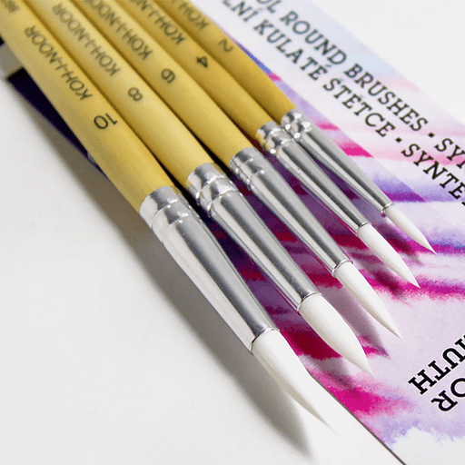 KOH-I-NOOR White Synthetic Round Brush 2-10 Set x 5