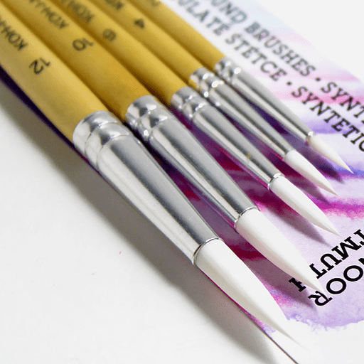 KOH-I-NOOR White Synthetic Round Brush 2-12 Set x 5