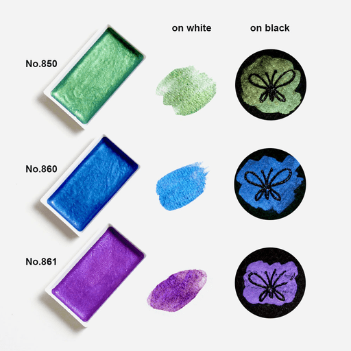 KURETAKE Gansai Tambi Japanese Watercolor Pan Gem Set x 6